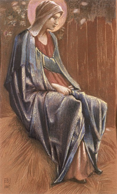 A Virgem, 1887 (giz colorido e ouro) de Edward Burne Jones